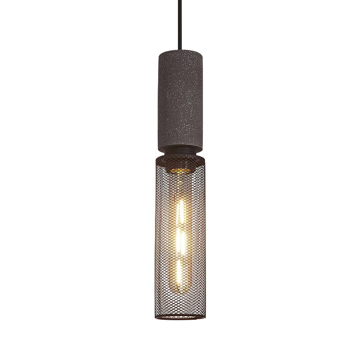 Beton Hanglamp Industrieel Cilinder Metaal Zwart Grijs E27