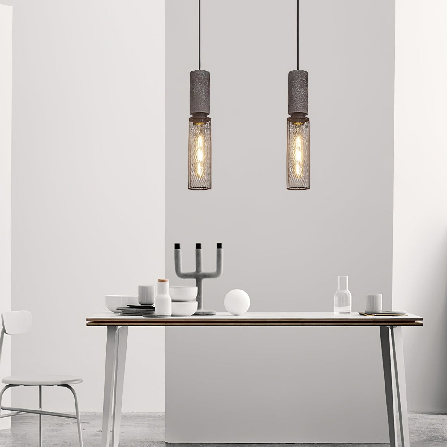 Beton Hanglamp Industrieel Cilinder Metaal Zwart Grijs E27