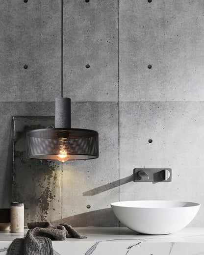 Beton Hanglamp Industrieel Cilinder Metaal Zwart Grijs E27