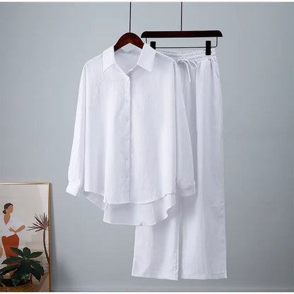 Linnen Blouse en Broek Set voor Vrouw Zomer