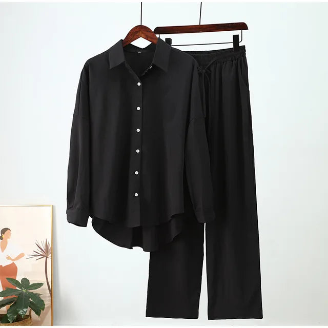 Linnen Blouse en Broek Set voor Vrouw Zomer