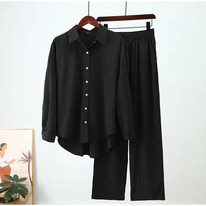 Linnen Blouse en Broek Set voor Vrouw Zomer