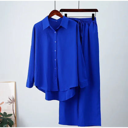 Linnen Blouse en Broek Set voor Vrouw Zomer