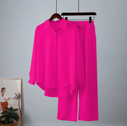Linnen Blouse en Broek Set voor Vrouw Zomer