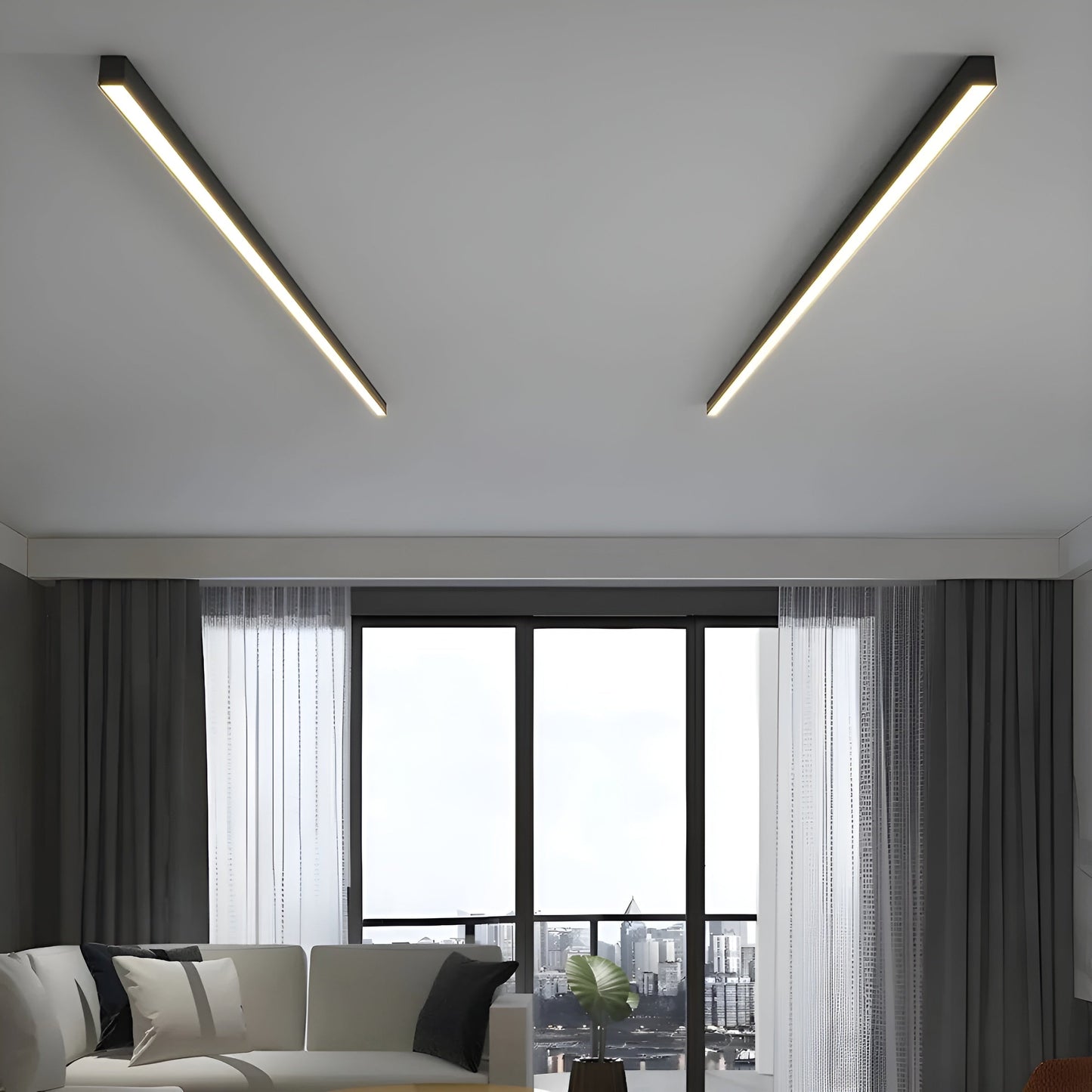 LED Plafondlamp Smal Modern Aluminium Zwart Wit 60-120cm