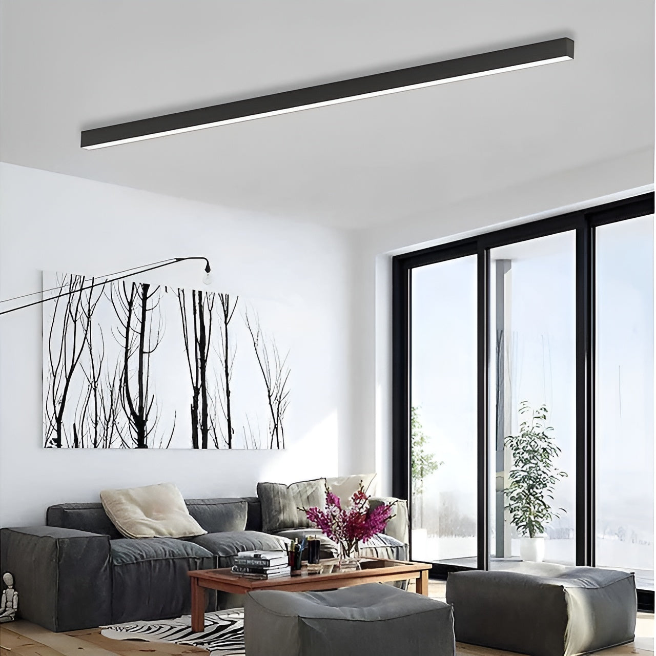 LED Plafondlamp Smal Modern Aluminium Zwart Wit 60-120cm