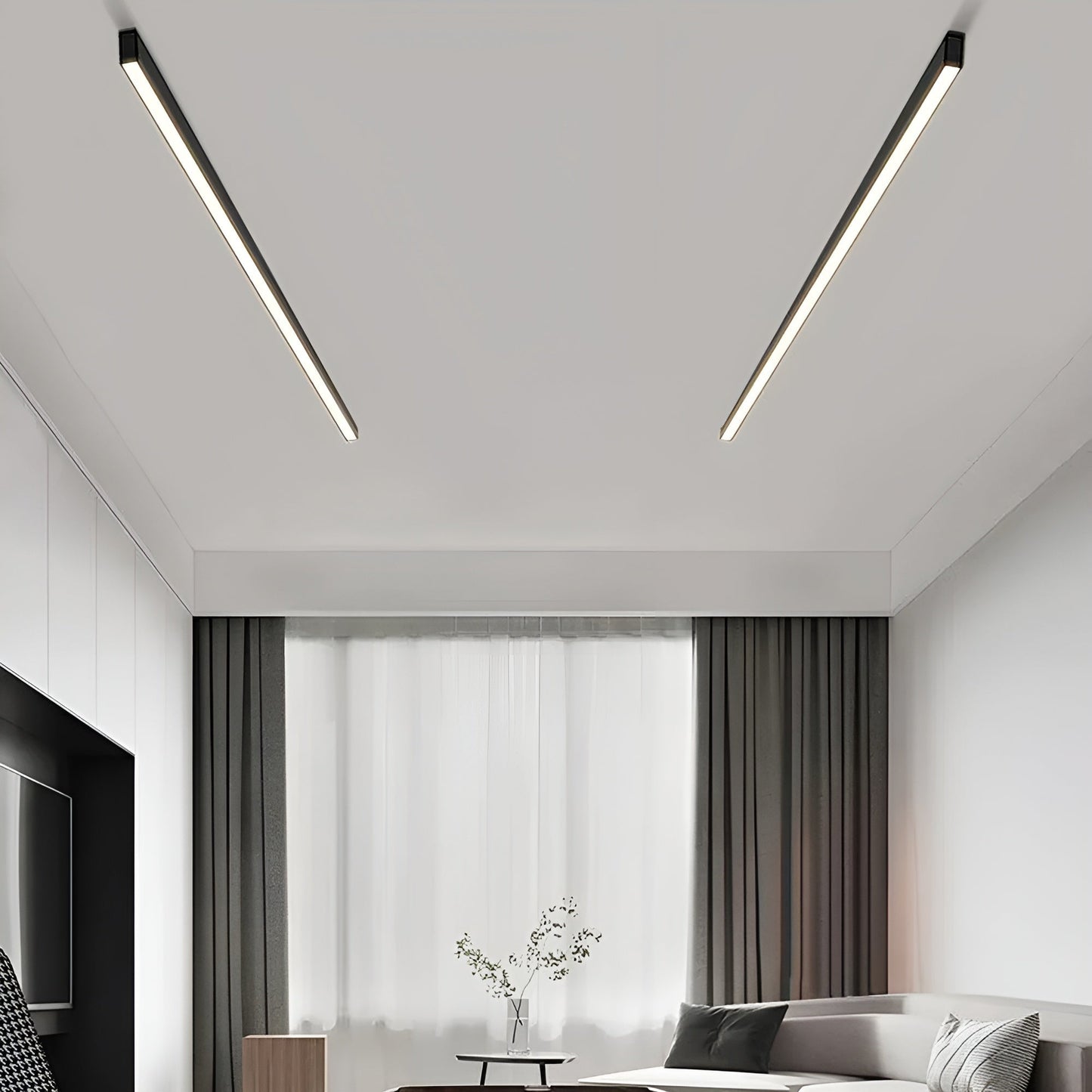 LED Plafondlamp Smal Modern Aluminium Zwart Wit 60-120cm