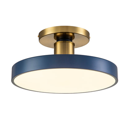 LED Plafondlamp Rond Blauw Messing 40cm 24W Dimbaar 5 Kleurtemperaturen Slaapkamer Keuken Woonkamer Entree Coastal Semi Flush Mount