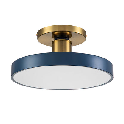 LED Plafondlamp Rond Blauw Messing 40cm 24W Dimbaar 5 Kleurtemperaturen Slaapkamer Keuken Woonkamer Entree Coastal Semi Flush Mount