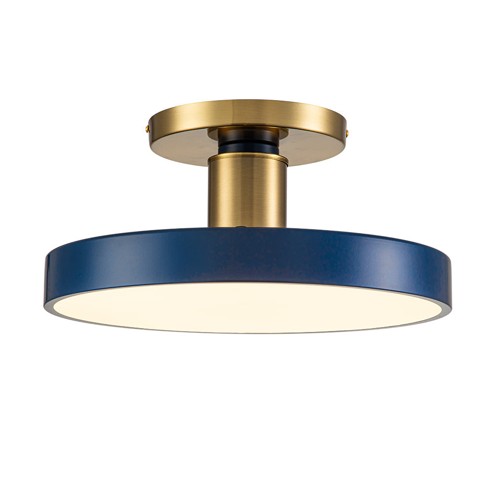 LED Plafondlamp Rond Blauw Messing 40cm 24W Dimbaar 5 Kleurtemperaturen Slaapkamer Keuken Woonkamer Entree Coastal Semi Flush Mount