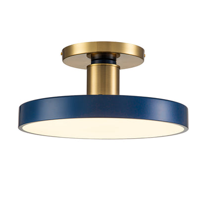 LED Plafondlamp Rond Blauw Messing 40cm 24W Dimbaar 5 Kleurtemperaturen Slaapkamer Keuken Woonkamer Entree Coastal Semi Flush Mount