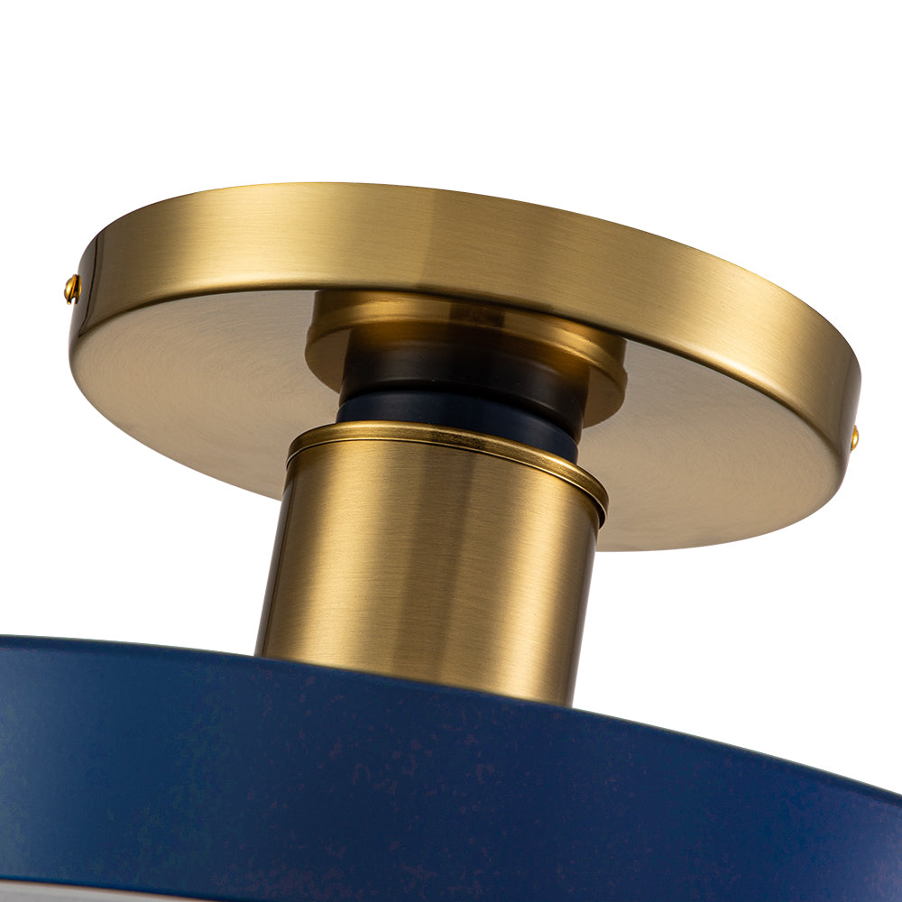 LED Plafondlamp Rond Blauw Messing 40cm 24W Dimbaar 5 Kleurtemperaturen Slaapkamer Keuken Woonkamer Entree Coastal Semi Flush Mount