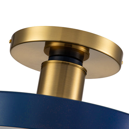 LED Plafondlamp Rond Blauw Messing 40cm 24W Dimbaar 5 Kleurtemperaturen Slaapkamer Keuken Woonkamer Entree Coastal Semi Flush Mount
