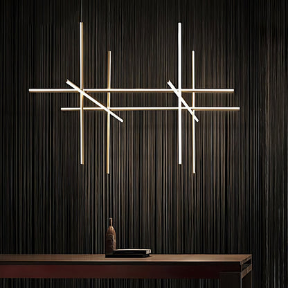 Gridline Kroonluchter LED Aluminium Goud Zwart Woonkamer Eetkamer 3000K 4000K 6000K Modulair Lijnarmatuur Plafondlamp