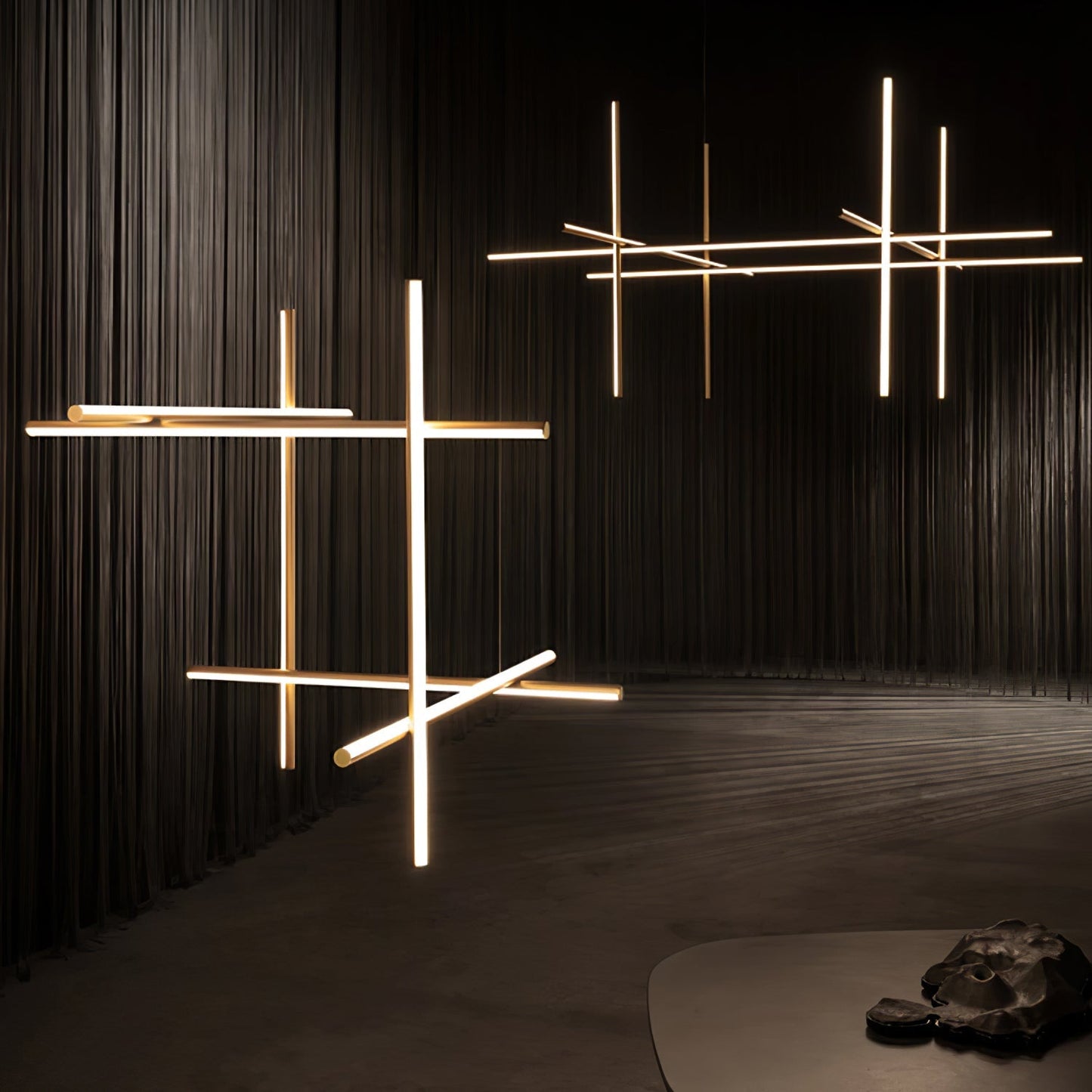 Gridline Kroonluchter LED Aluminium Goud Zwart Woonkamer Eetkamer 3000K 4000K 6000K Modulair Lijnarmatuur Plafondlamp