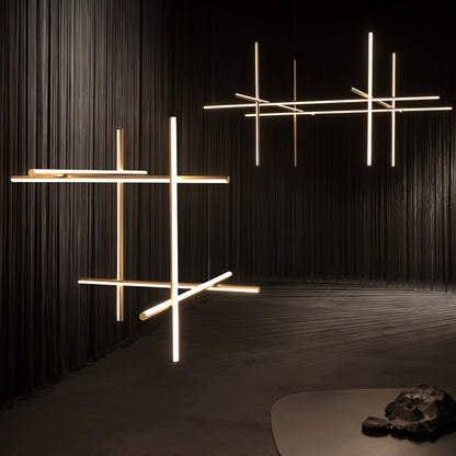 Gridline Kroonluchter LED Aluminium Goud Zwart Woonkamer Eetkamer 3000K 4000K 6000K Modulair Lijnarmatuur Plafondlamp