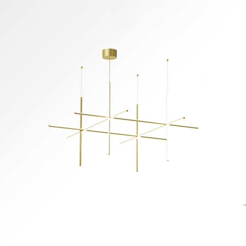 Gridline Kroonluchter LED Aluminium Goud Zwart Woonkamer Eetkamer 3000K 4000K 6000K Modulair Lijnarmatuur Plafondlamp