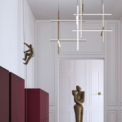 Gridline Kroonluchter LED Aluminium Goud Zwart Woonkamer Eetkamer 3000K 4000K 6000K Modulair Lijnarmatuur Plafondlamp