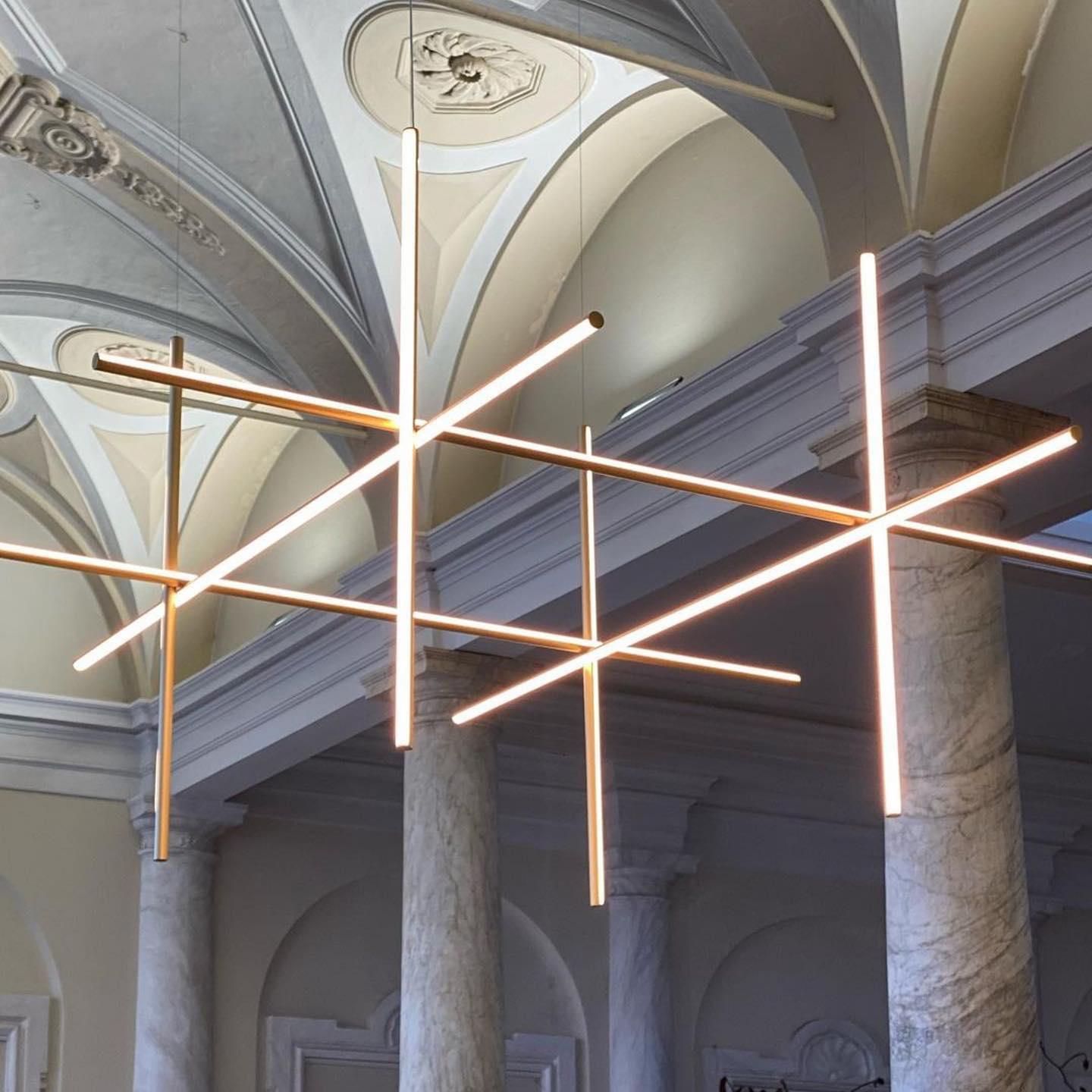 Gridline Kroonluchter LED Aluminium Goud Zwart Woonkamer Eetkamer 3000K 4000K 6000K Modulair Lijnarmatuur Plafondlamp