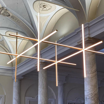 Gridline Kroonluchter LED Aluminium Goud Zwart Woonkamer Eetkamer 3000K 4000K 6000K Modulair Lijnarmatuur Plafondlamp