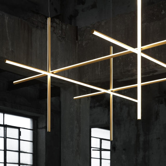 Gridline Kroonluchter LED Aluminium Goud Zwart Woonkamer Eetkamer 3000K 4000K 6000K Modulair Lijnarmatuur Plafondlamp