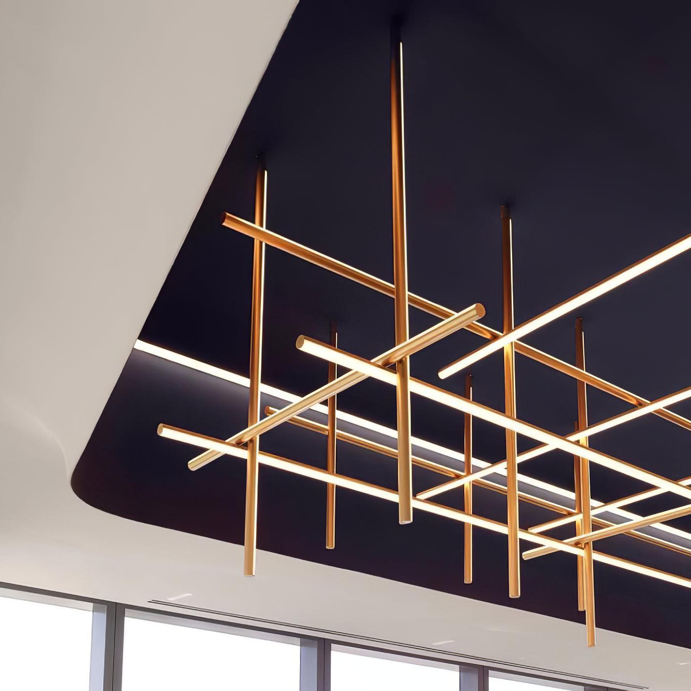 Gridline Kroonluchter LED Aluminium Goud Zwart Woonkamer Eetkamer 3000K 4000K 6000K Modulair Lijnarmatuur Plafondlamp
