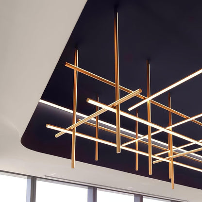 Gridline Kroonluchter LED Aluminium Goud Zwart Woonkamer Eetkamer 3000K 4000K 6000K Modulair Lijnarmatuur Plafondlamp
