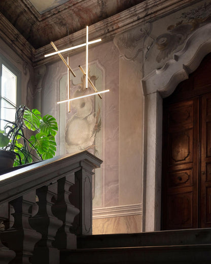 Gridline Kroonluchter LED Aluminium Goud Zwart Woonkamer Eetkamer 3000K 4000K 6000K Modulair Lijnarmatuur Plafondlamp