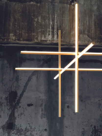 Gridline Kroonluchter LED Aluminium Goud Zwart Woonkamer Eetkamer 3000K 4000K 6000K Modulair Lijnarmatuur Plafondlamp