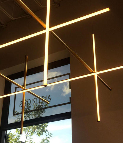 Gridline Kroonluchter LED Aluminium Goud Zwart Woonkamer Eetkamer 3000K 4000K 6000K Modulair Lijnarmatuur Plafondlamp