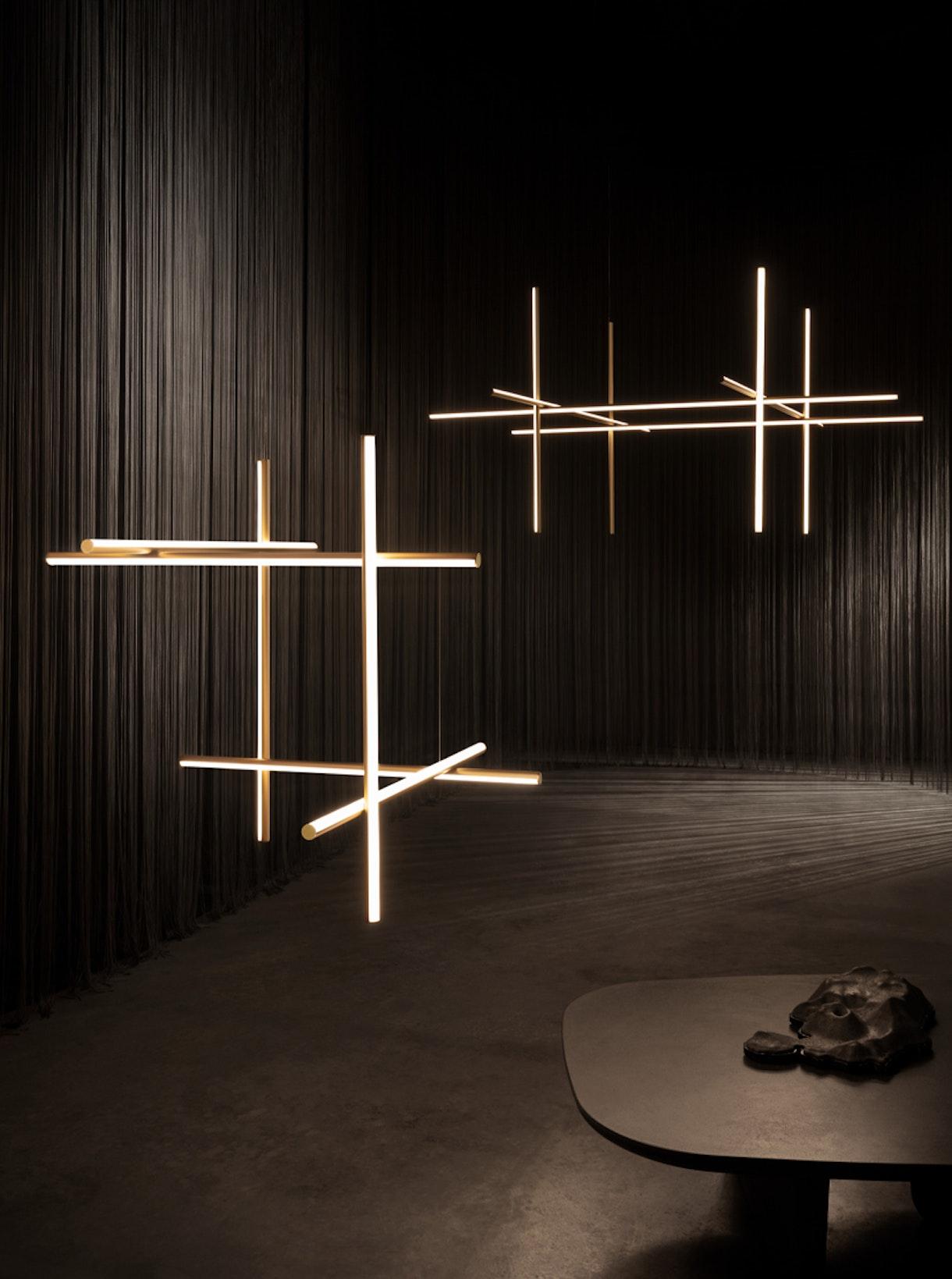 Gridline Kroonluchter LED Aluminium Goud Zwart Woonkamer Eetkamer 3000K 4000K 6000K Modulair Lijnarmatuur Plafondlamp