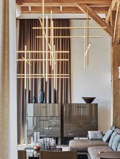 Gridline Kroonluchter LED Aluminium Goud Zwart Woonkamer Eetkamer 3000K 4000K 6000K Modulair Lijnarmatuur Plafondlamp