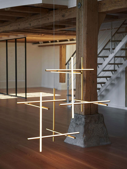 Gridline Kroonluchter LED Aluminium Goud Zwart Woonkamer Eetkamer 3000K 4000K 6000K Modulair Lijnarmatuur Plafondlamp