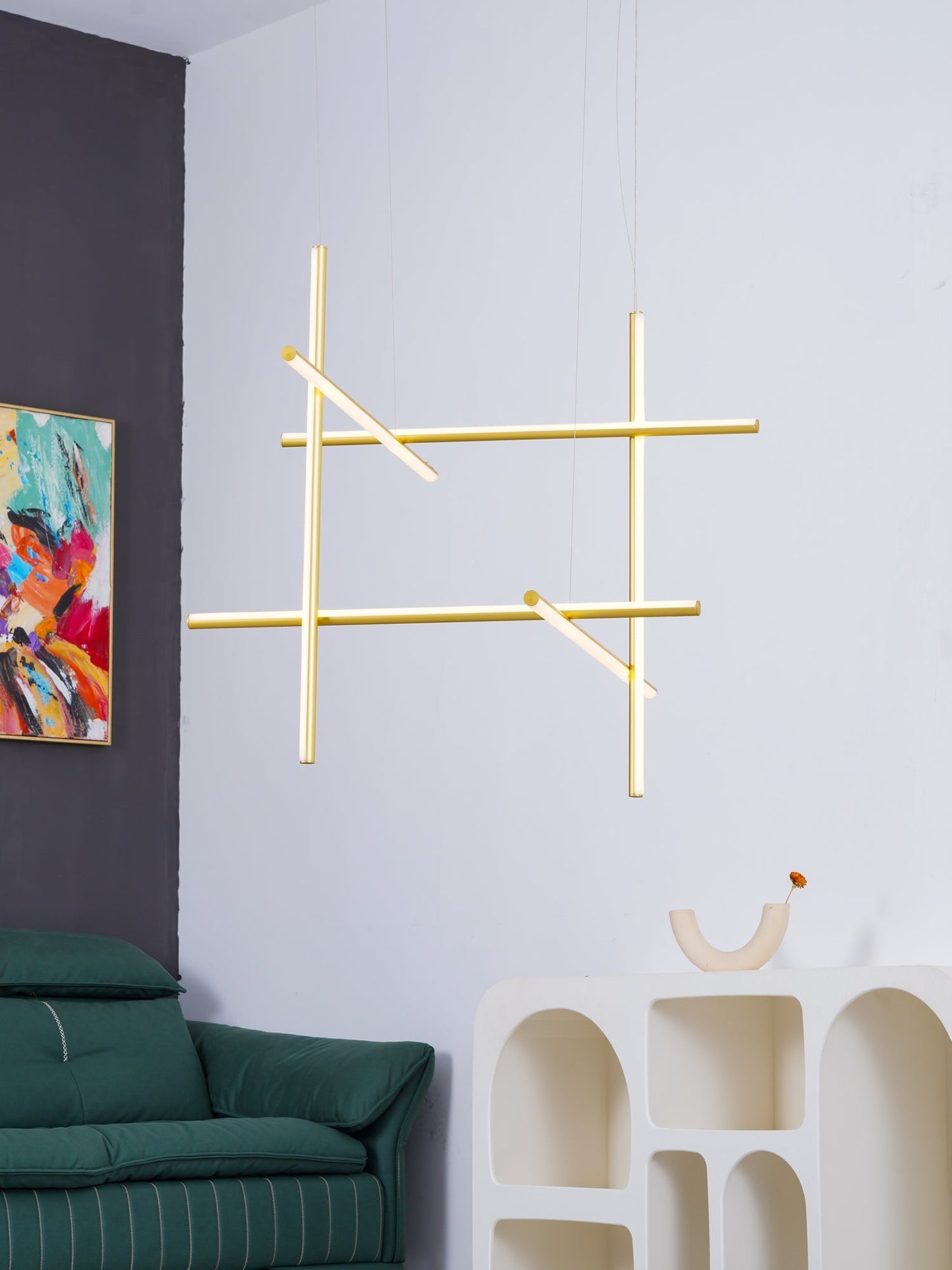 Gridline Kroonluchter LED Aluminium Goud Zwart Woonkamer Eetkamer 3000K 4000K 6000K Modulair Lijnarmatuur Plafondlamp