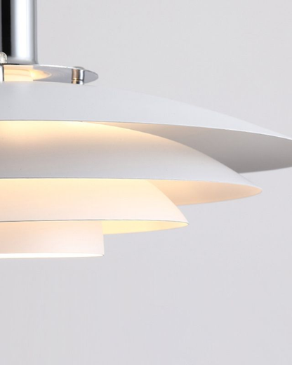 Gelaagde Metalen Hanglamp Zwart Wit Scandinavisch Design Eetkamer Woonkamer Modern Elegant Diffuus Licht Warm Sfeerlicht