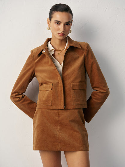 Dames Corduroy Jas Lange Mouwen Warme Winterjas