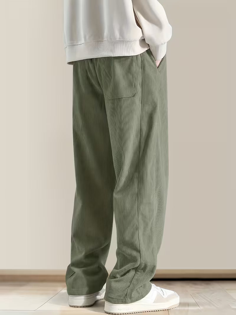 Corduroy broek met losse pasvorm en rechte pijpen