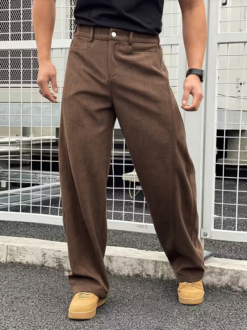 Corduroy broek met losse rechte pijpen