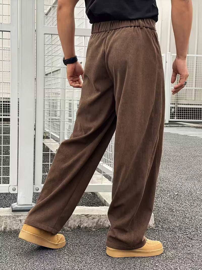 Corduroy broek met losse rechte pijpen