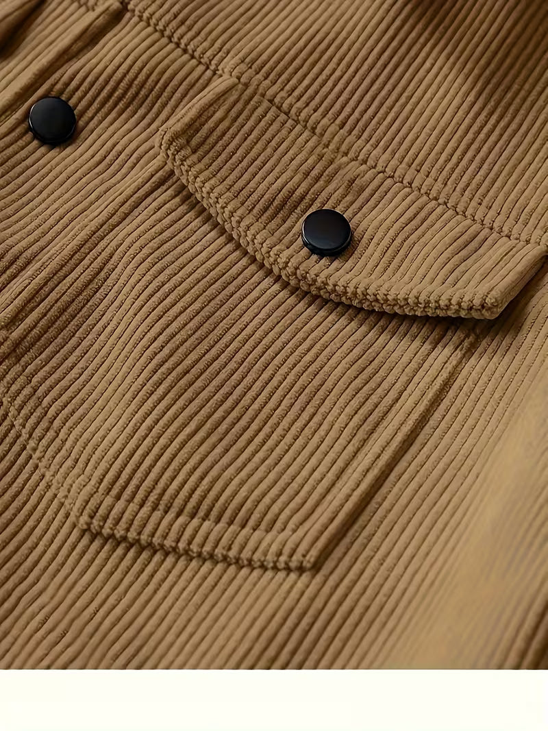 Corduroy jas met twee borstzakken en klassieke kraag