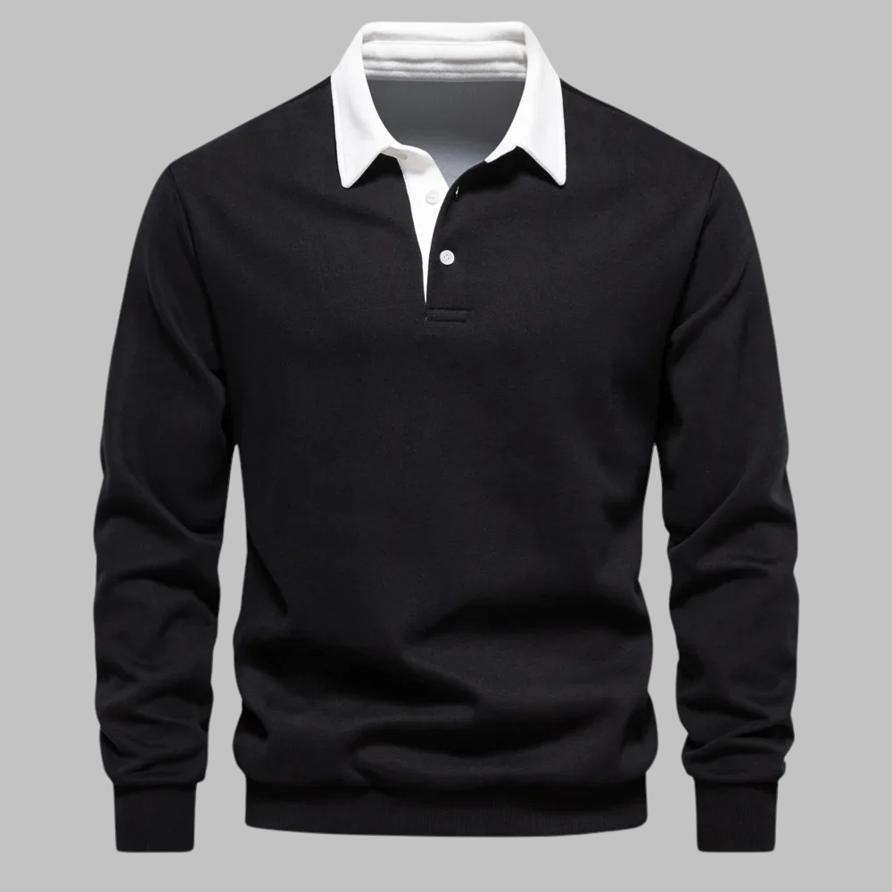 Cori Heren Sweater Zwart | Zachte Ademend Stof, Elegante Polokraag 4