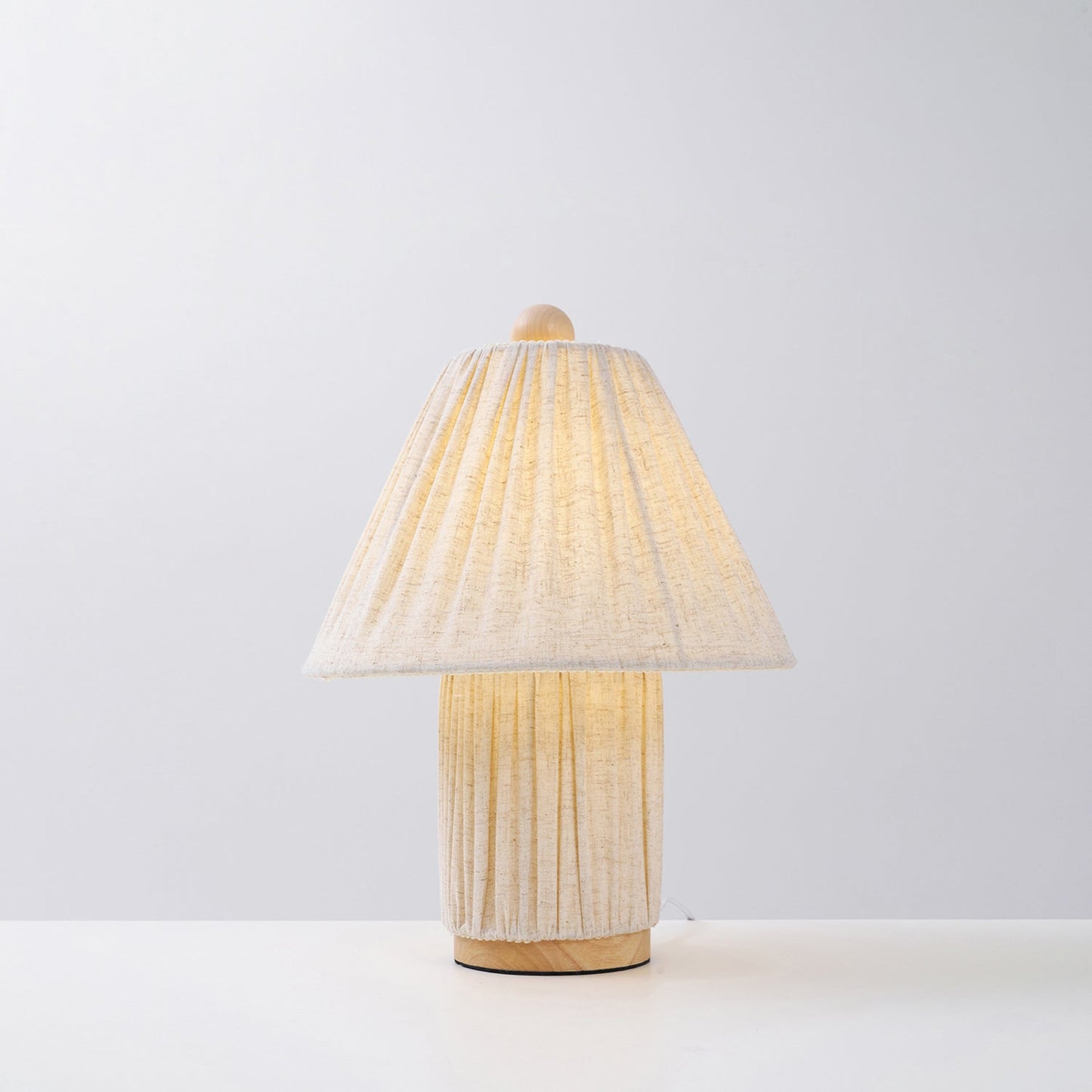 Retro Tafellamp met Geplooide Stoffen Kap – Warm Zacht Licht – Scandinavisch Minimalistisch Design voor Slaapkamer Woonkamer