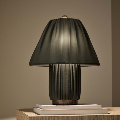 Retro Tafellamp met Geplooide Stoffen Kap – Warm Zacht Licht – Scandinavisch Minimalistisch Design voor Slaapkamer Woonkamer