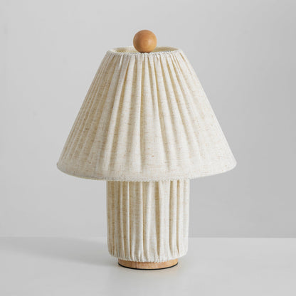 Retro Tafellamp met Geplooide Stoffen Kap – Warm Zacht Licht – Scandinavisch Minimalistisch Design voor Slaapkamer Woonkamer