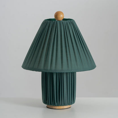 Retro Tafellamp met Geplooide Stoffen Kap – Warm Zacht Licht – Scandinavisch Minimalistisch Design voor Slaapkamer Woonkamer