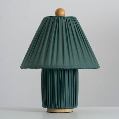 Retro Tafellamp met Geplooide Stoffen Kap – Warm Zacht Licht – Scandinavisch Minimalistisch Design voor Slaapkamer Woonkamer