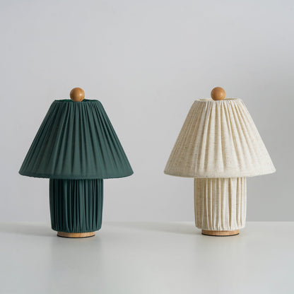 Retro Tafellamp met Geplooide Stoffen Kap – Warm Zacht Licht – Scandinavisch Minimalistisch Design voor Slaapkamer Woonkamer