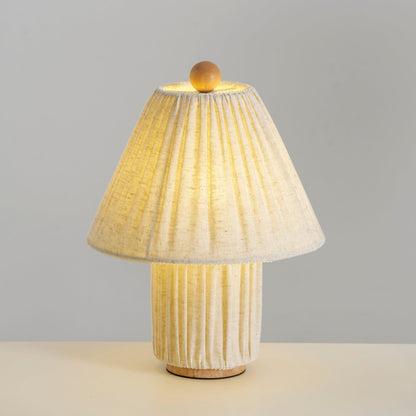 Retro Tafellamp met Geplooide Stoffen Kap – Warm Zacht Licht – Scandinavisch Minimalistisch Design voor Slaapkamer Woonkamer