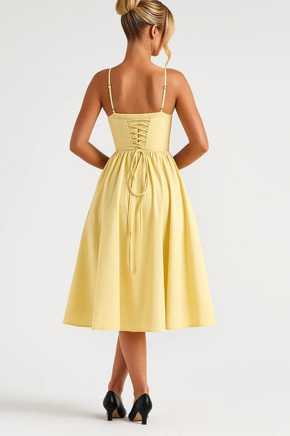 Midi Jurk Dames - Elegant Corsetjurk met Wijde Rok