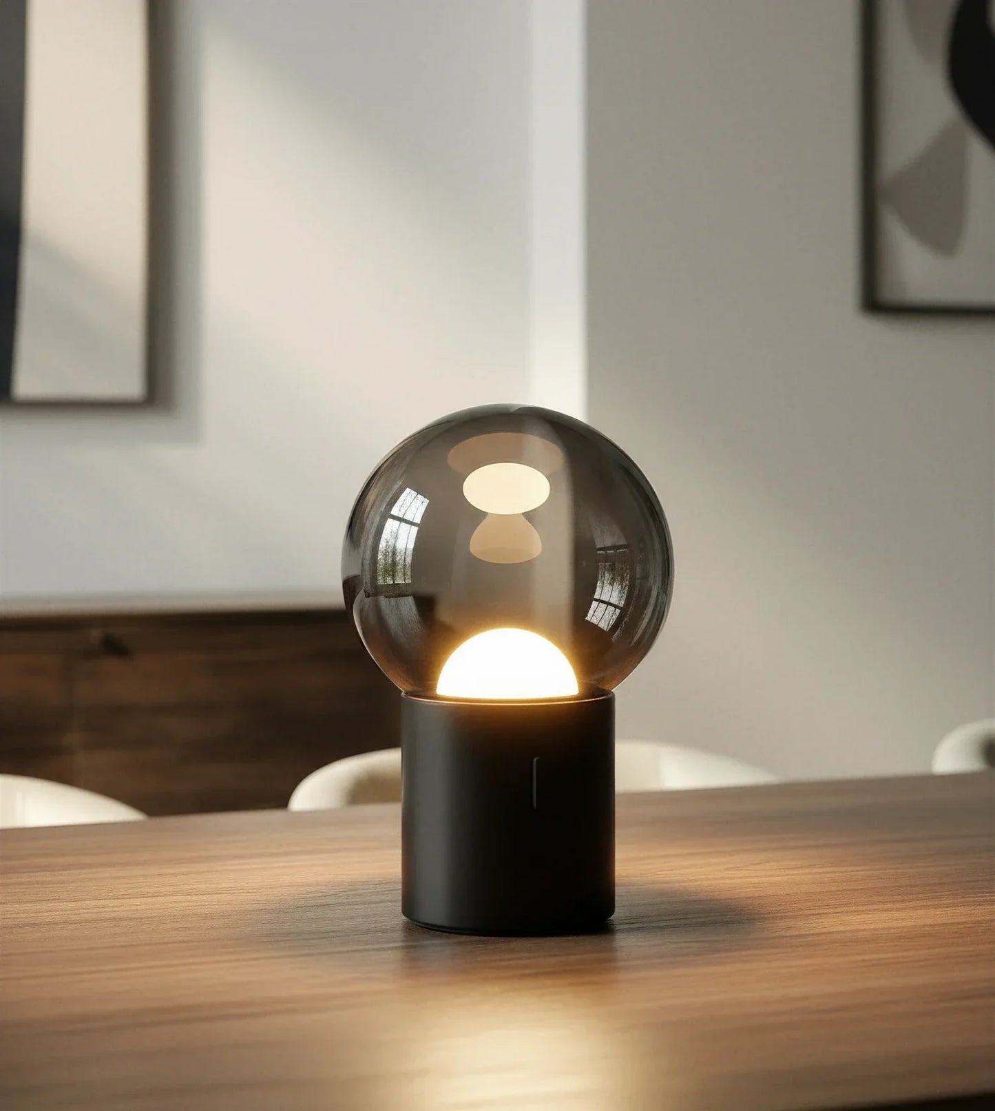 Draadloze Tafellamp LED Oplaadbaar Touch Dimbaar Glasdesign Schwarz Chrom 20cm